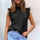 thumbnail image 4 of Camisetas Sin Mangas Para Mujer Primavera y novedad de verano, camiseta sin mangas de de Color sólido con borde europeo y americano para mujer, camiseta informal de gasa a la moda, chaleco (Black, L), 4 of 7