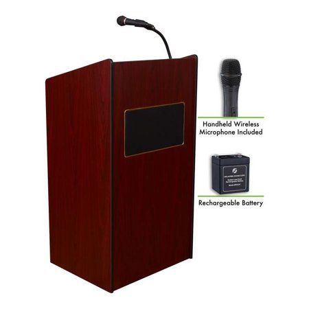 UPC: 0604747960278 | Oklahoma Sound Aristocrat 46  Modern Wood Lectern and Battery in Mahogany