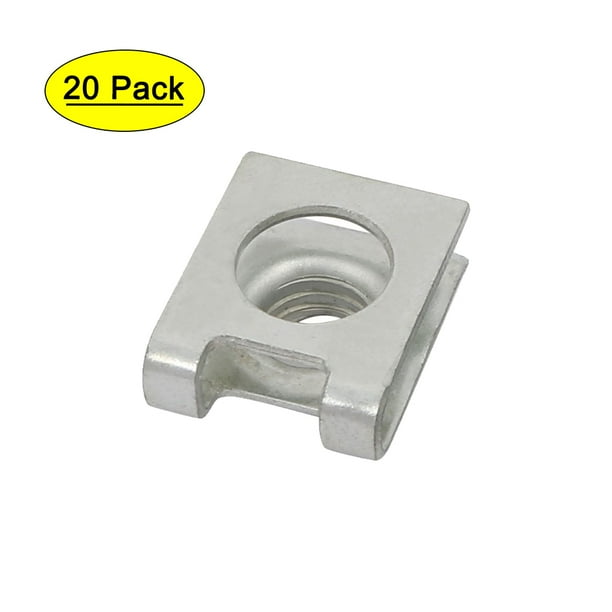 Uxcell M8 20mmx16mm 65Mn Spring Steel Extruded U Nut Clip (20pack)