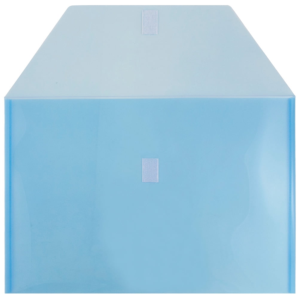 JAM Paper Plastic Envelopes with Hook & Loop Closure, Legal Booklet, 9 3/4 x 14 1/2, Blue, 3/Pack