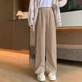 thumbnail image 2 of GA WEIHUA Clearance,Women's Wide Leg Sweatpants Fleece Lined Baggy Straight Leg Lounge Pants Casual Vertical Striped Athletic Joggers(Khaki,S), 2 of 8