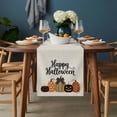 thumbnail image 2 of Happy Halloween Table Runner - 70 Inch Long, Kitchen Dining Table Runner Dresser Scarves, Holiday Pumpkins Black Dots Retro Beige Farmhouse Decor for Coffee Tables Wedding Party Banquet, 2 of 8