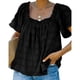 thumbnail image 2 of Camiseta Jacquard, Elegante Poliéster Con Ribete De Volantes, Suelta Para Mujer Para Picnic Al Aire Libre ANGGREK AH2693, 2 of 6