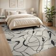 thumbnail image 3 of ODIKA 8'x10' Washable Area Rug Non-Slip Chair-Friendly Mat White Interlocking Lines With Modern Motif Abstract Black And Playful Expressive for Dining Room, Large Office, Lounge, 3 of 7