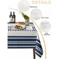 thumbnail image 3 of Navy Blue Striped Tablecloth Square Table Cloth 54x54, Waterproof Outdoor Table Cloth Covers Decorative Table Protector, Farmhouse Geometric Stripe Washable Table Cover for Kitchen Dinning Party, 3 of 8