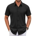 thumbnail image 3 of COOFANDY Men's Casual Dress Shirt Short Sleeve Stretch Formal Shirt Business Summer Button Down Shirt, 3 of 13