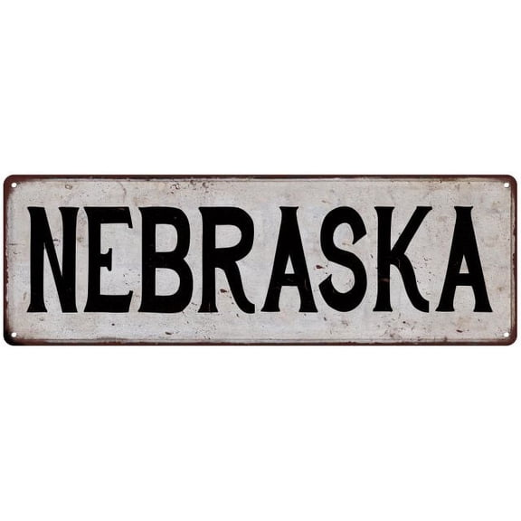 NEBRASKA Vintage Look Rustic Metal 6x18 Sign City State 206180041162
