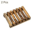 thumbnail image 3 of Uxcell Wooden Soap Tray, 2Pcs - Wooden Soap Dish, Self Draining Natural Bamboo Big Bar Soap Holder (Retro Color), 3 of 6