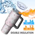 thumbnail image 5 of 40oz Pioneer Flower Floral Print Pattern Insulated Tumbler with Handle, BPA-Free Leak Proof Lid and Straws, Double Wall Vacuum, Hot 12h/Cold 34h, 5 of 6