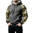 thumbnail image 5 of Pullover Hoodie with Camouflage Print Sleeves Drawstring Hood Front Pouch Pocket Long Sleeve Casual Sweatshirt for Men Women Dark Gray XL, 5 of 5