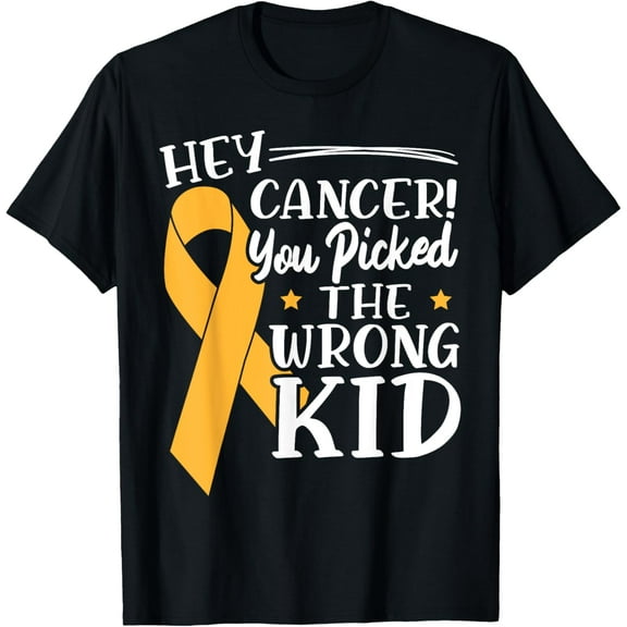 Exquisite and comfortable-Hey Cancer You Picked The Wrong Kid Childhood Cancer Ribbon T-Shirt