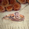 thumbnail image 3 of 2.75 Carat 6mm Round Cut Morganite and Black Diamond Moissanite Trio Wedding Set Bridal Ring Set with 18k Gold Plating, 3 of 4