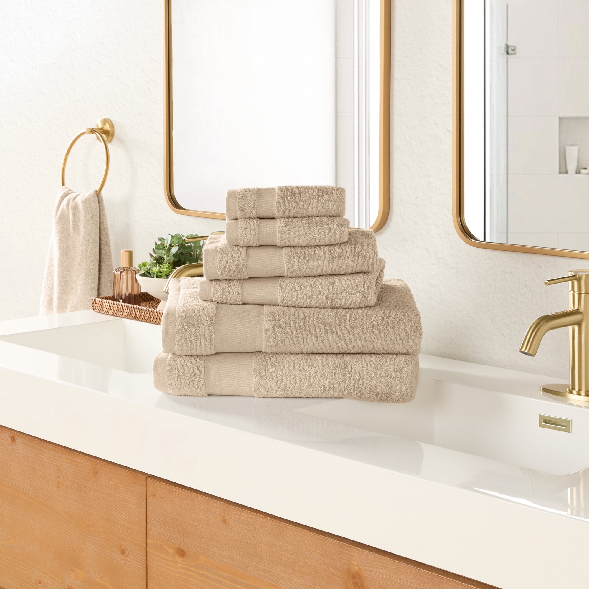 Noble Linens 6 Piece Essential Cotton Bath Towel Set
