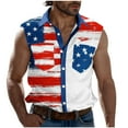 thumbnail image 3 of mens gifts! BiZtdJrK Mens Sleeveless Patriotic Shirt Button Down Collared Tank Tops American Flag 4th of July T-Shirt Blouse with Pockets Red L, 3 of 6