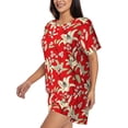 thumbnail image 2 of Fotbe Lilies Flowers Print Pajama Set for Women 2 Piece Loungewear Short Sleeve Tops and Shorts Set Soft Sleepwear-3X-Large, 2 of 7