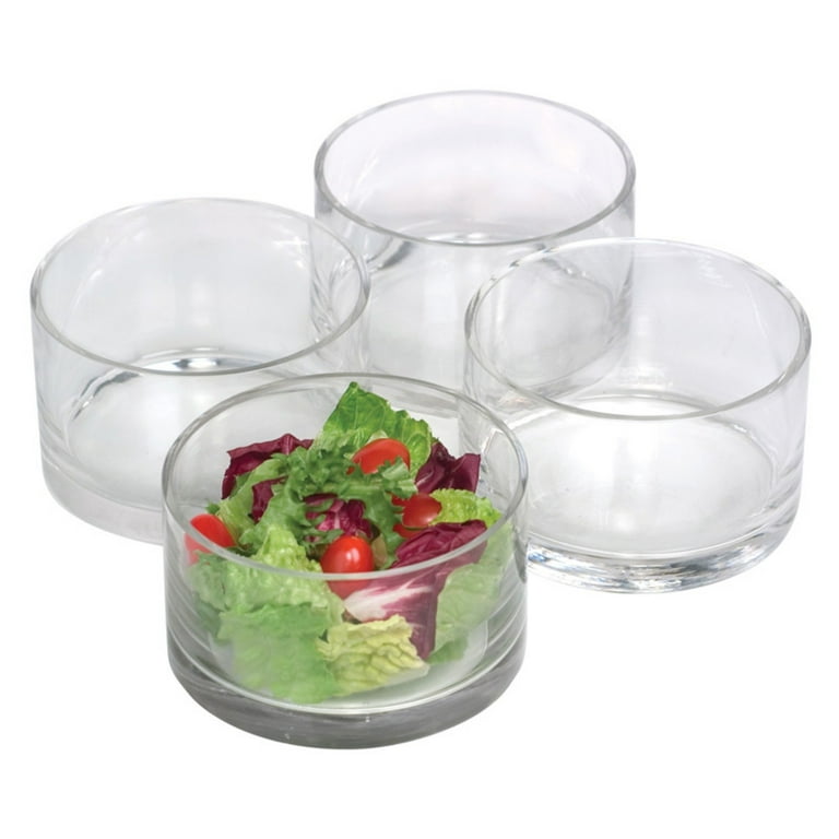 Set of 4 glass salad bowls with lid