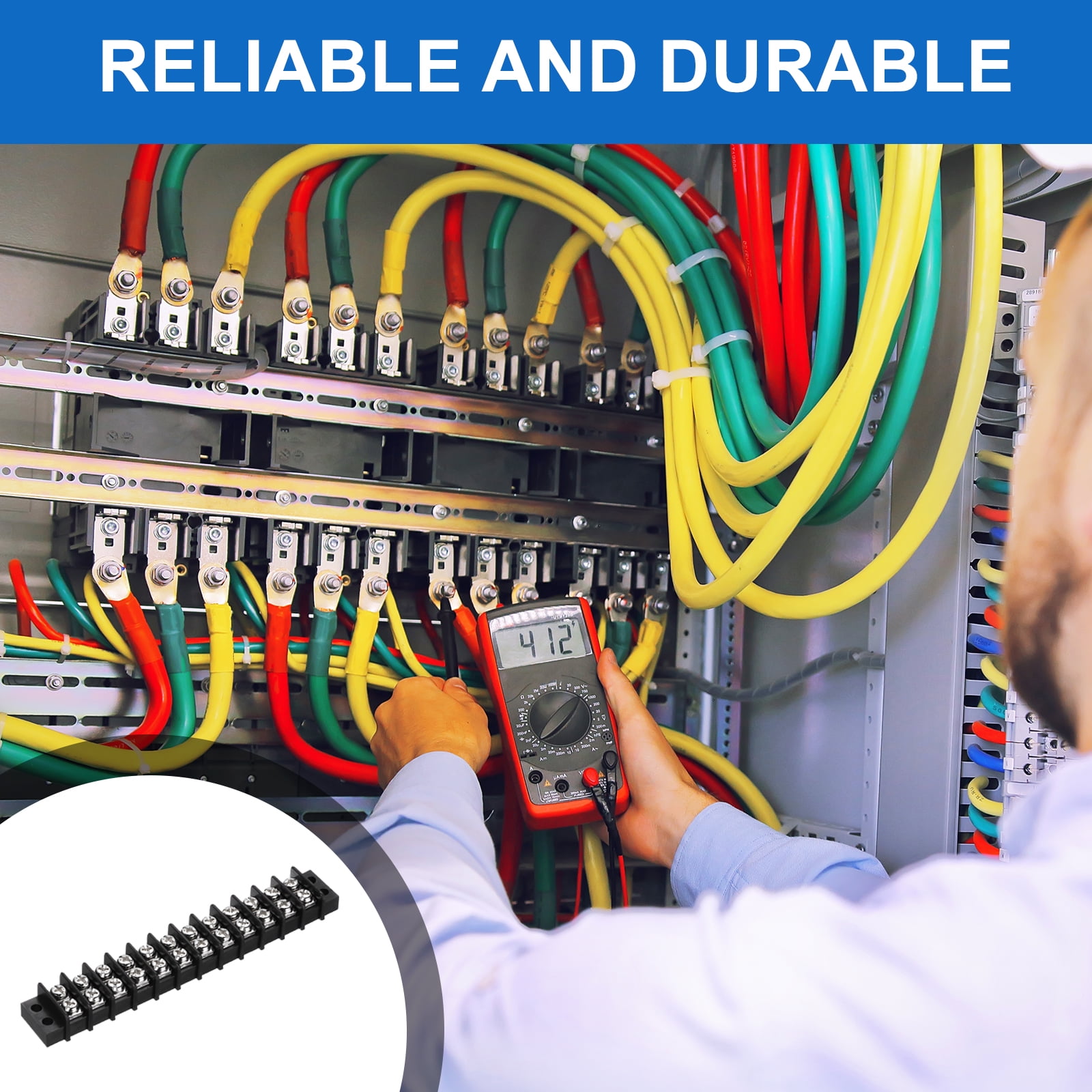 Uxcell 5Pcs Terminal Block 300V 20A Dual Rows 12P Terminals Barrier PA66 with 120Pcs 16A Heat Shrink Wire Fork Connector