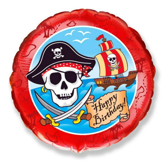 18 inch Birthday Pirates Foil Mylar Balloon - Party Supplies Decorations