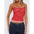 thumbnail image 4 of Lace Camisole for Women Tank Top Going Out Y2K Fashion Top Lace Crop Tops Summer Trendy Tops Red M, 4 of 10