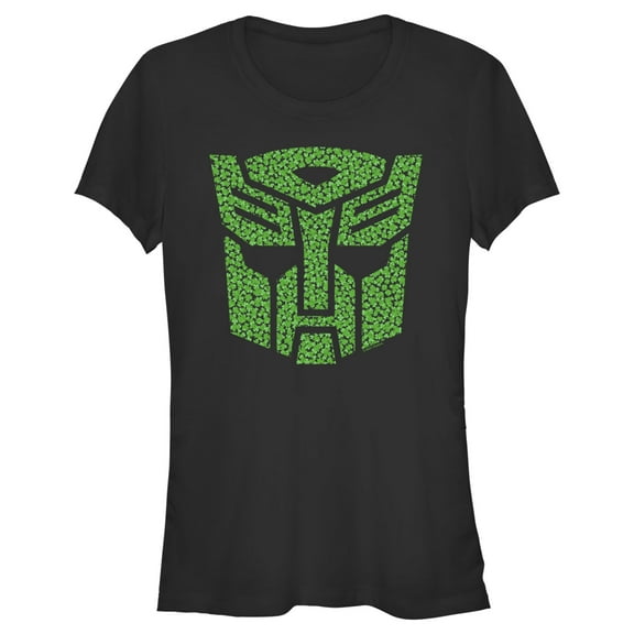 Junior's Transformers St. Patrick's Day Cloverfield Autobot Logo Graphic Tee Black 2X Large