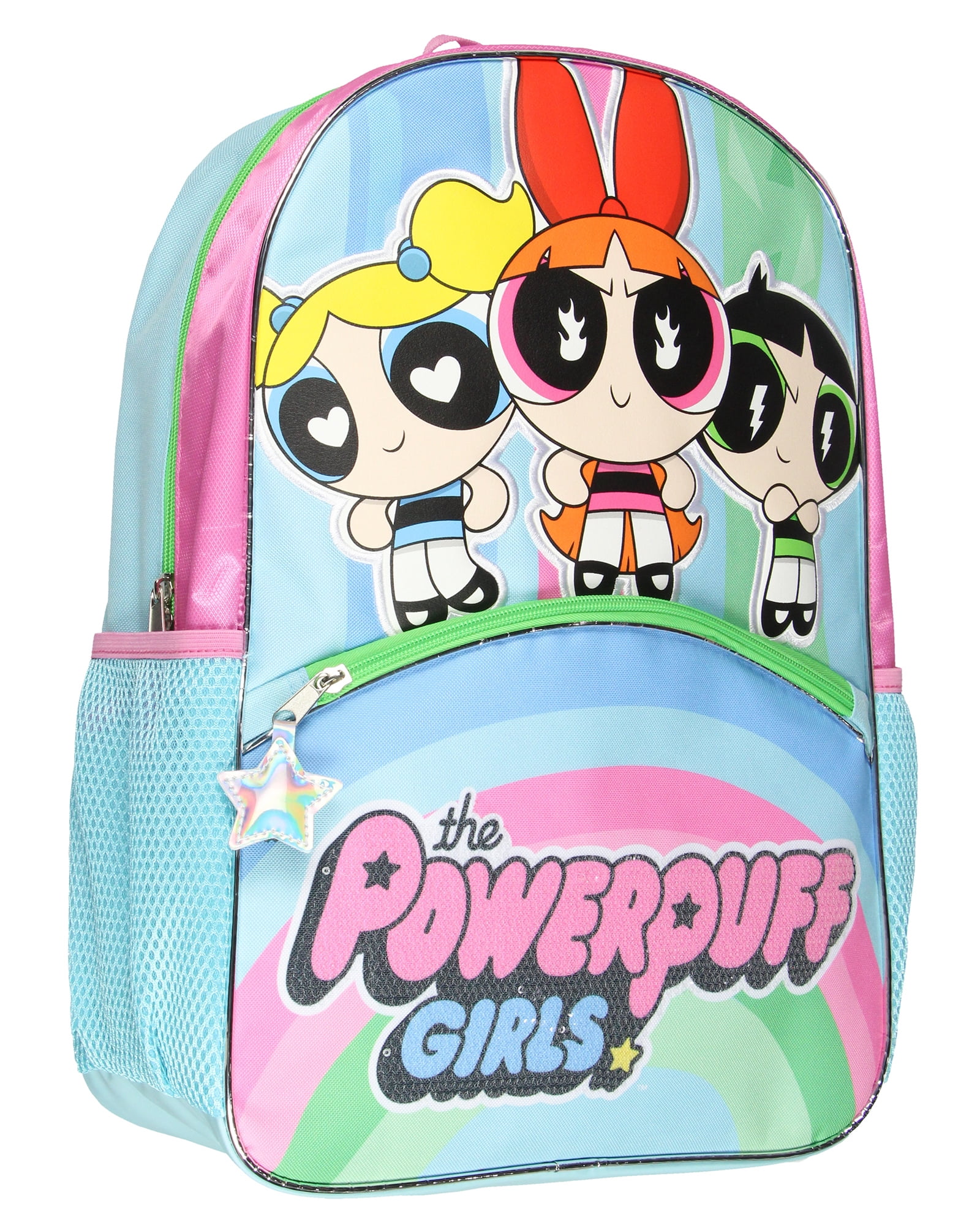 The Powerpuff Girls Buttercup Blossom Bubbles Heroine Stance Backpack 17" Travel Laptop Backpack