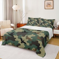 Castle Fairy Teens Adults Mallard Duck Twin Sheet Sets 3pcs,Camouflage Camo Twin Fitted Sheet Microfiber,Abstract Geometric Breathable Flat Sheet,Super Cozy Room Decor