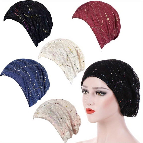 5 Pieces Chemo Silky Soft Slouchy Snood Bamboo Cap Beanie for Women Cancer Hair Loss Turban Hat Chemo Headwear Women