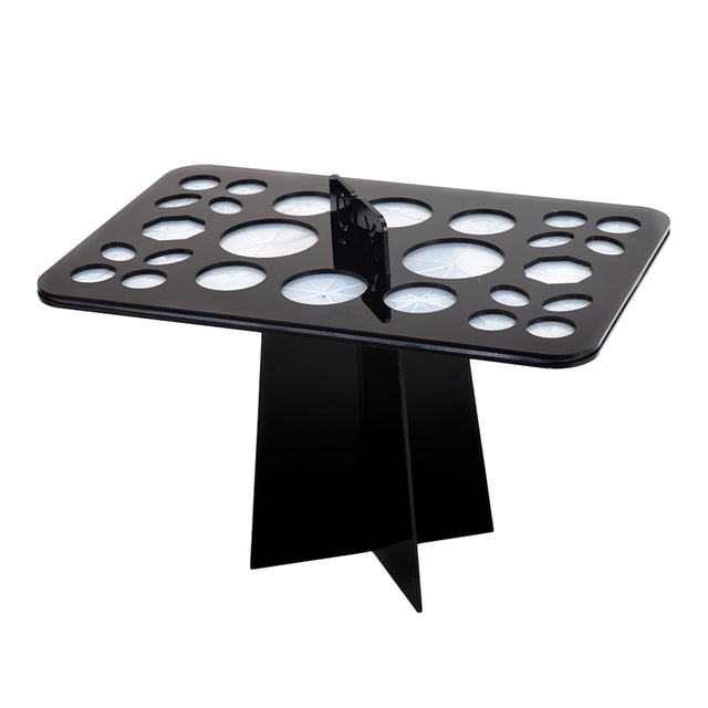 FELTECHELECTR 1 soporte para brochas de maquillaje con 26 agujeros, expositor para decoración de uñas, estante de secado (negro)