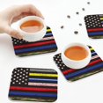 thumbnail image 7 of Fuzoiu First Responder American Flag Print Leather Coasters Set,Drink Coasters Set of 6,for Tabletop Protection, Durable PVC Coasters,Home Décor and Housewarming Gift,Square, 7 of 7