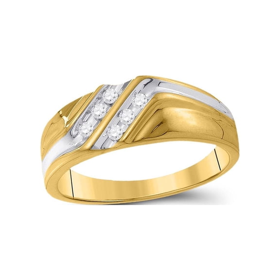Diamond Princess 10kt Two-tone Gold Mens Round Diamond Wedding Band Ring 1/8 Cttw