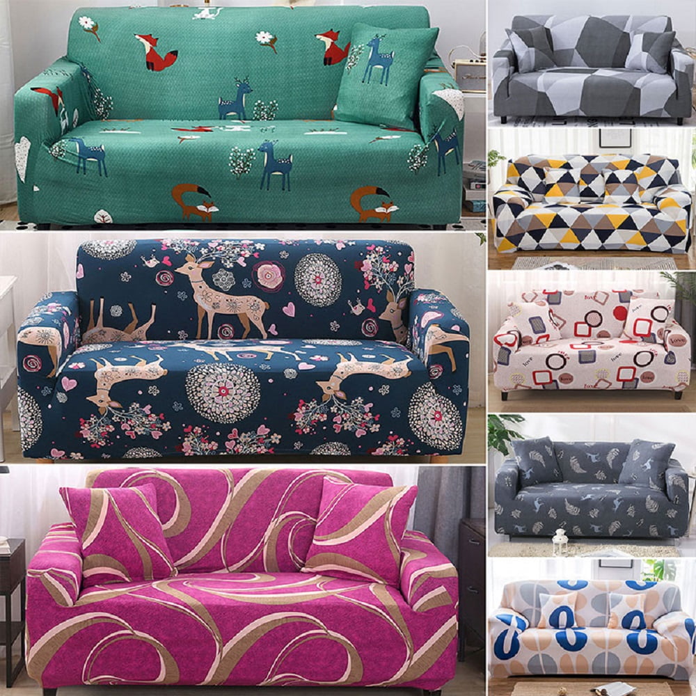 1-4 Seater Sofa Covers Slipcover Stretch Settee Protector Couch Multi-Colour 