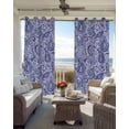 thumbnail image 2 of Purple Navy Blue Blackout Curtains for Bedroom/Living Room, Thermal Insulated Kitchen Curtains, Retro Botanical Abstract Art Grommet Darkening Window Treatment Drapes 52"x63"x2, 2 of 8