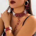 thumbnail image 4 of Collar gótico de mordedura de vampiro shaofei perlas de cuatro capas ajustable, 4 of 4