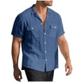 thumbnail image 5 of Blmnix Guide Men's T-Shirts Linen Shirts Fishing Shirts Tshirts Collared Blue Short Sleeve T Shirts for Men Pack,S, 5 of 9