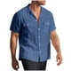 thumbnail image 5 of Ceisia Men's Relaxed Fit Short Sleeve Turndown Collar Slub Linen Shirt with Dual Chest Pockets Navy XXXL Gifts, 5 of 9