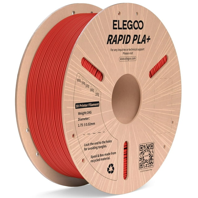 Filamento para impresora 3D ELEGOO Rapid PLA Plus, 1,75 mm, rojo, 1 kg