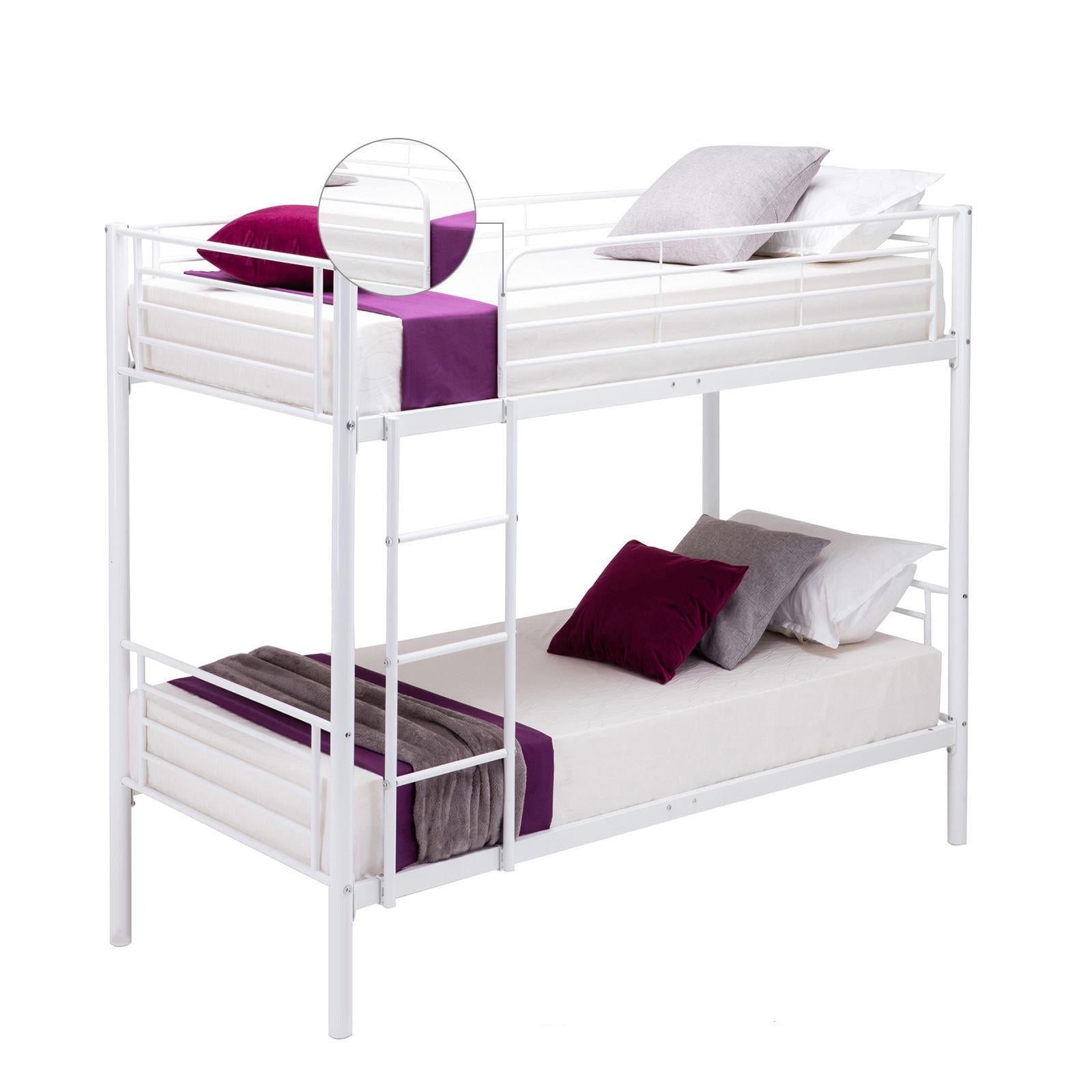 Ktaxon Modern Metal Twin Over Bunk, Bunk Beds With Ladder On Left