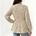 thumbnail image 5 of ClodeEU Women's Long Sleeve Crewneck Empire Waist Shirts,Loose Fit Pleated Flowy Tunic Tops Beige,Womens Plus XXXXL, 5 of 5