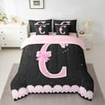 thumbnail image 2 of Manfei Personalized Gifts Bowtie 7-Piece Twin Bedding Sets,Bowknot Latter C Bedding Comforter Set,Pink Sparking Print Sheet Sets For Princess,Lightweight Room Decoration Reversible, 2 of 8