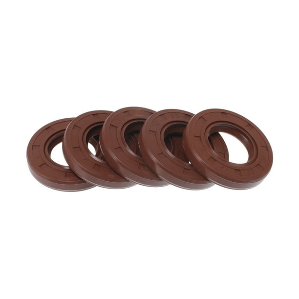 Sello de Aceite Universal TC Doble Labio con Resorte de Acero 22x42x7mm Alta Presión Caucho FKM Marrón 5 Pcs