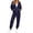 Blue, variant on Women's Fleece Lined 2 Piece Tracksuit Zip Up Hoodie Jacket Jogger Pants Set Drawstring Waist Loose Fit Fall Winter Casual Loungewear Red