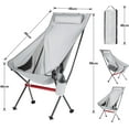 thumbnail image 2 of SHANNA Camping Chair, Portable High Back Folding Chair, Aluminum Alloy Structure, Built-in Pillow, Side Pocket & Carry Bag, Compact & Heavy Duty Chair for Outdoor Backpacking, Gray, 2 of 9
