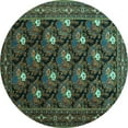 thumbnail image 1 of Ahgly Company Indoor Round Persian Turquoise Blue Traditional Area Rugs, 8' Round, 1 of 4