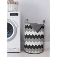thumbnail image 3 of Chevron Laundry Bag, Horizontally Placed Zigzags Grid Inspired Stripes Structure, Hamper Basket with Handles Drawstring Closure for Laundromats, 13" x 19", Charcoal Grey Dimgray, by Ambesonne, 3 of 4