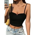 thumbnail image 4 of SLADYGLO Women Scalloped Trim Sweetheart Neck Sleeveless Cropped Tank Top, 4 of 7