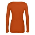 thumbnail image 6 of Mohiass Womens Long Sleeve Stretch Crewneck Ribbed T-Shirt Fitted Casual Basic Tops Orange L, 6 of 8