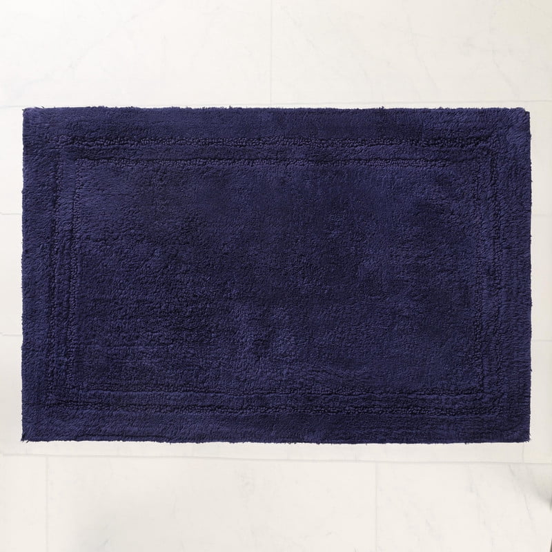 Superior Non-Slip Washable Bath Rug Set, 20" x 30", 24" x 36", Navy Blue