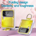 thumbnail image 4 of Mantto For Samsung Galaxy Z Flip 4 Case, Luxury Laser Ultra Slim Leather Case for Shockproof PC Bumper & Leather Back Wireless Charging Cover for Samsung Galaxy Z Flip4, Yellow, 4 of 9