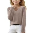 thumbnail image 2 of MKOSPLRT V Neck Sweaters for kid Long Sleeve Lounge Knit Pullover Basic Solid Color Sweaters Soft Spring Sweaters Comzy Sweaters, 2 of 6