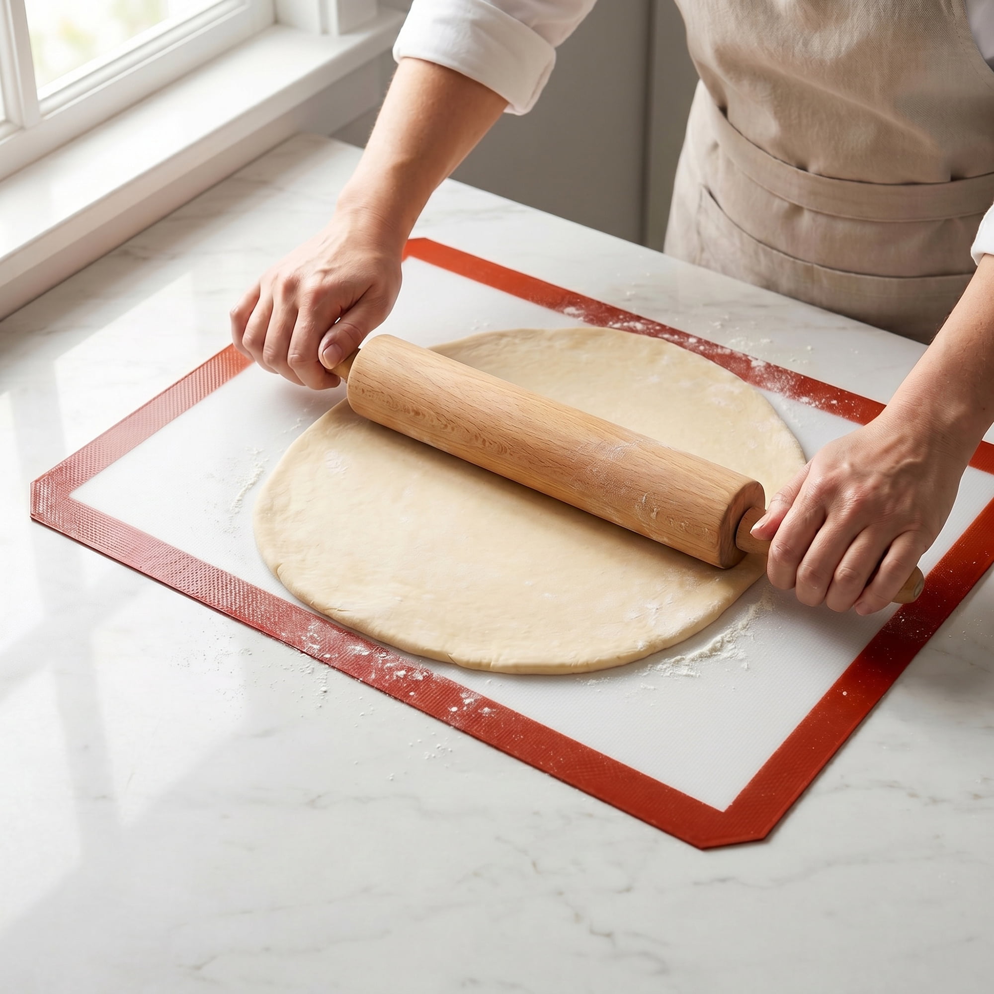 Unique Bargains Heat Resistant Dough Rolling Baking Sheet Pastry Mat Red-White 23.6"x15.7"